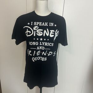Disney T-Shirt Graphic Short Sleeve I Speak In Disney Song Lyrics Friends Womens